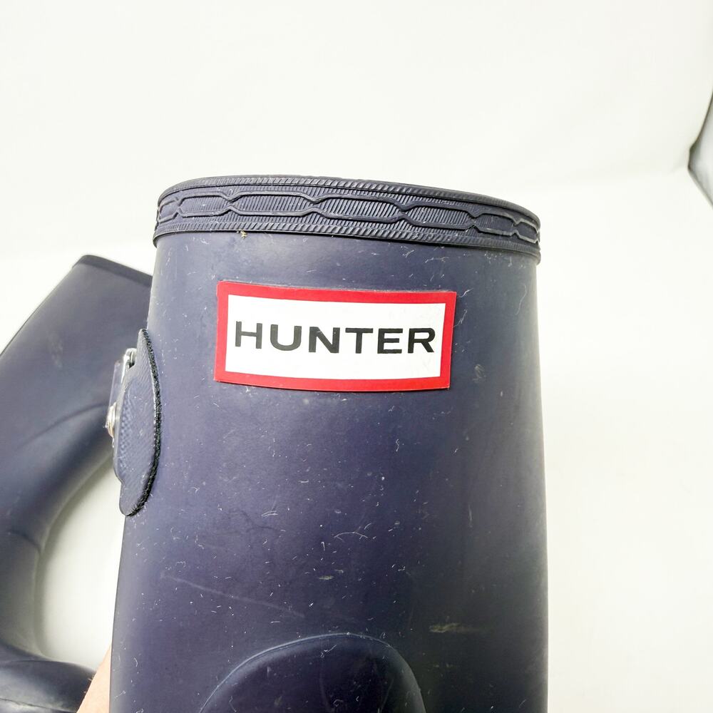 Hunter Matte Navy Original Short Rain Boots Women's Sz 6 VGUC Pull On Waterproof - Picture 8 of 10